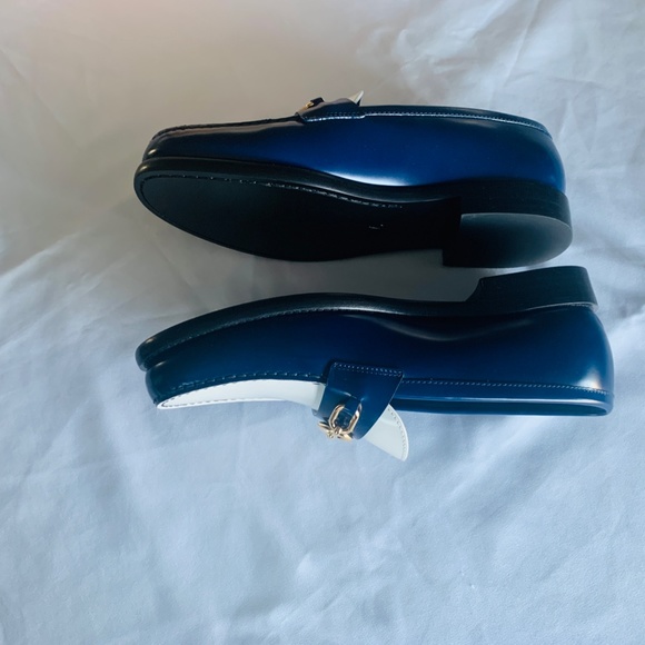 BRAND NEW Louis Vuitton Plain Toe Chain Leather Blue and White Loafer - Picture 5 of 13